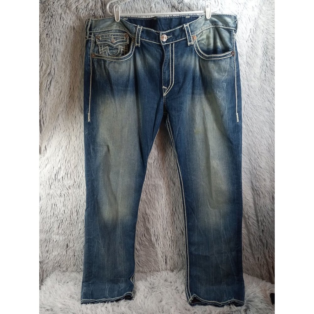 True Religion Ricky Jeans Mens 44 Relaxed Fit Stretch Stretch Straight Leg Denim